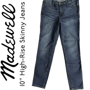 👖Madewell 10" High-Rise Skinny Jeans — Dark Blue — Size 32